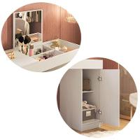 Escrivaninha Penteadeira Love Com 1 Porta E Tampo De Vidro Branco Fosco Branco Fosco - 2