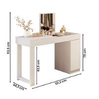 Escrivaninha Penteadeira Love Com 1 Porta E Tampo De Vidro Branco Fosco Branco Fosco - 3