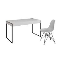 Escrivaninha Industrial Escritório Malta Branca 137X53Cm Com 1 Cadeira Branca Base Ferr Cor: Branco - 6