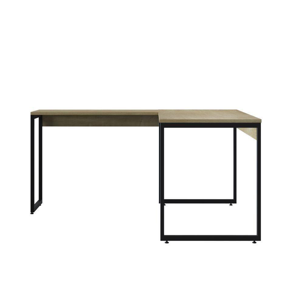 Conjunto De Mesas Em L Levi Natura Preto - 2