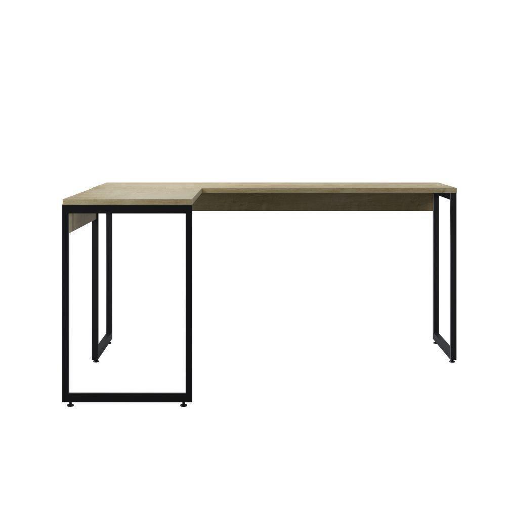 Conjunto De Mesas Em L Levi Natura Preto - 6