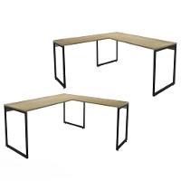 Conjunto De Mesas Em L Levi Natura Preto - 1