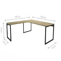 Conjunto De Mesas Em L Levi Natura Preto - 3