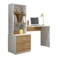 Escrivaninha Com Armário Cristal Branco Nature - Peternella - 1