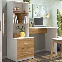 Escrivaninha Com Armário Cristal Branco Nature - Peternella - 2