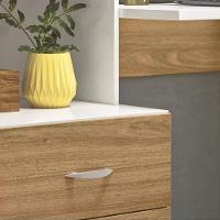 Escrivaninha Com Armário Cristal Branco Nature - Peternella - 4