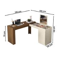 Escrivaninha Canto Penteadeira Star Com Vidros De Correr Freijo/off White Freijo/off White - 2