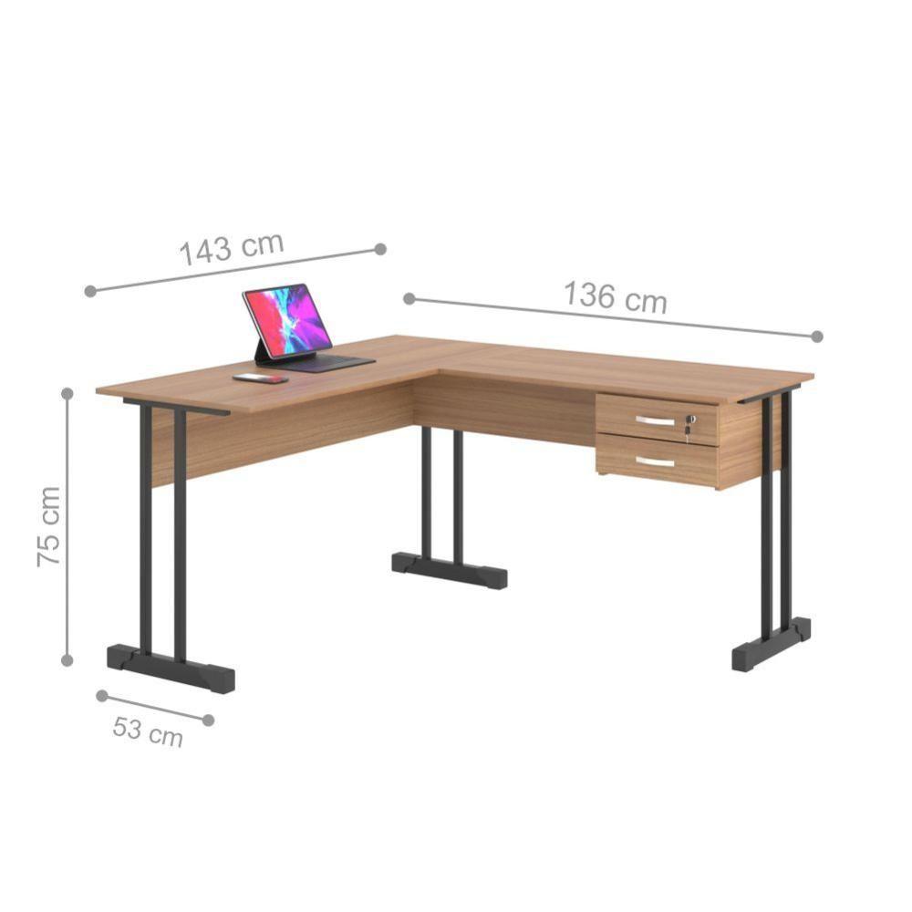 Escrivaninha Para Compuatdor L Com 2 Gavetas Range Montana - 3