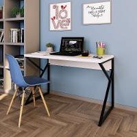 Mesa Escrivaninha Escritório Branca 120Cm Tampo Base Metal - 1