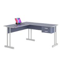 Escrivaninha Para Computador L Com 2 Gavetas Range Azul - 1