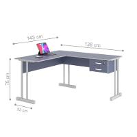 Escrivaninha Para Computador L Com 2 Gavetas Range Azul - 2