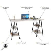 Mesa Cavalete 150X60X75Cm Snow / Est.Preta Snow / Est.Preta - 7
