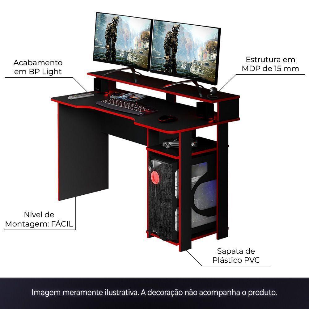 Mesa Para Escritório Me4153 Mdp Preto/Vermelho - 10