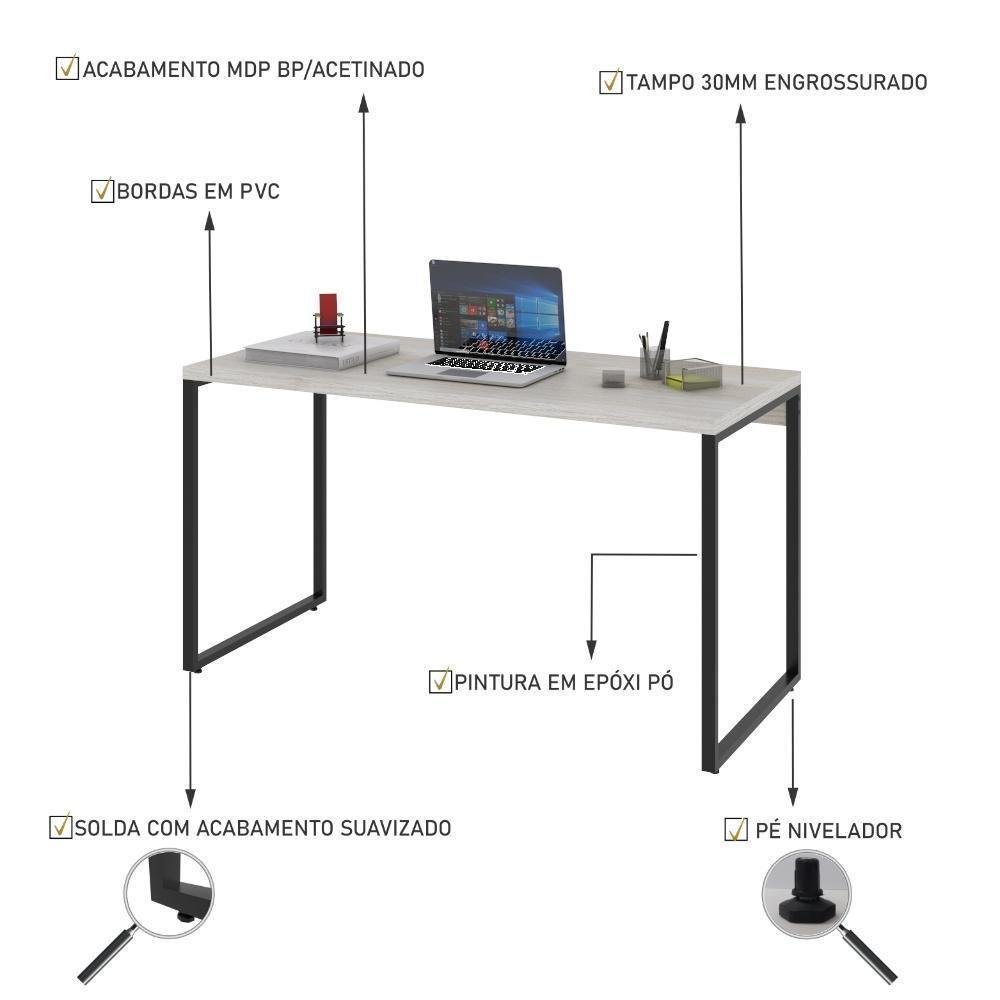 Mesa Office 135X60X75Cm Snow / Est.Preta Snow / Est.Preta - 5