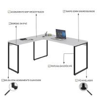 Mesa Em L Diretor 150X150X75Cm Branco Chess / Est.Preta