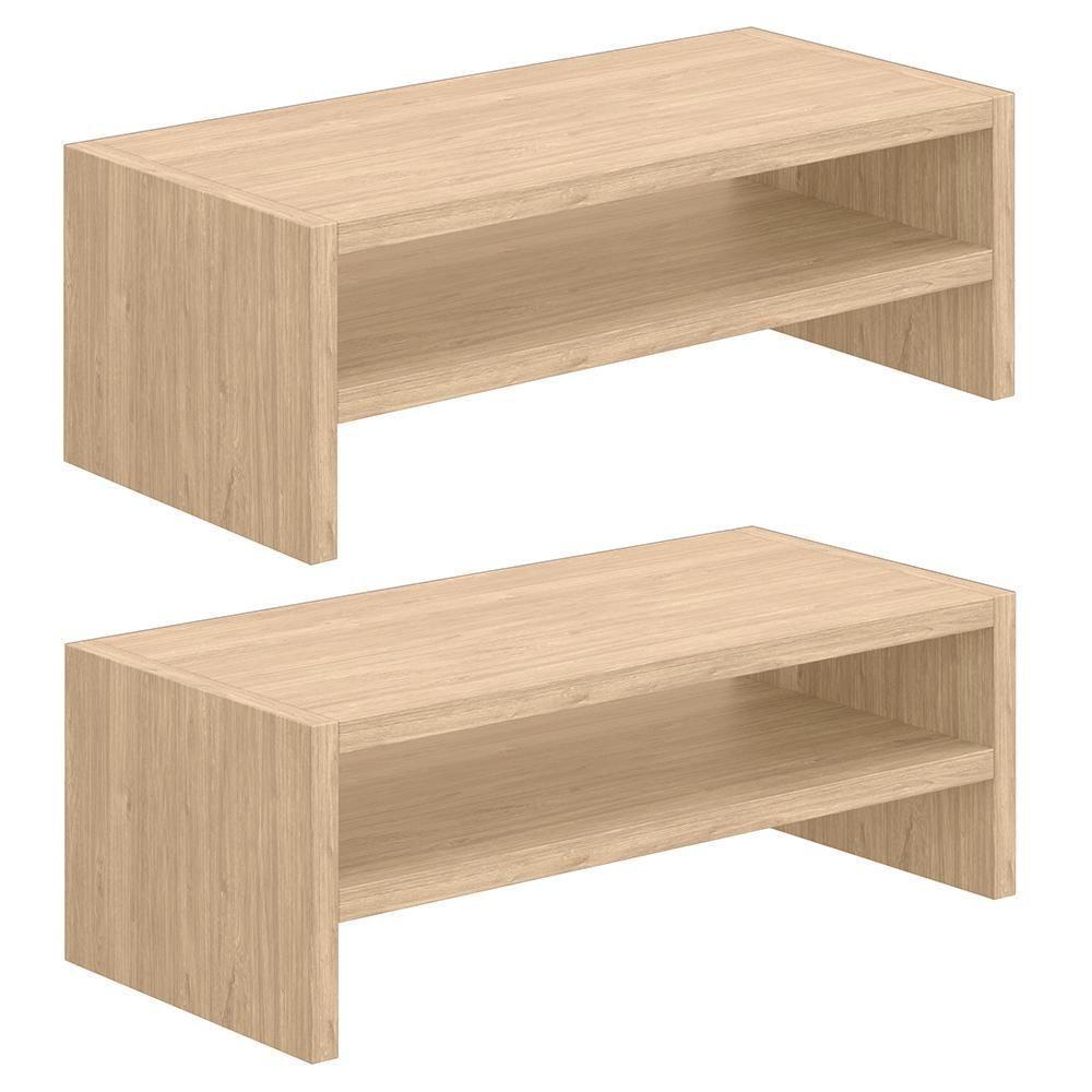 Kit 02 Suportes Stand Para Monitores Mesa Escritório Home Office Lap L03 Amadeirado - 1