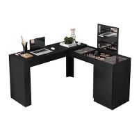 Escrivaninha Canto Penteadeira Star Com Vidros De Correr Preto Fosco Preto Fosco - 1