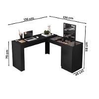 Escrivaninha Canto Penteadeira Star Com Vidros De Correr Preto Fosco Preto Fosco - 2