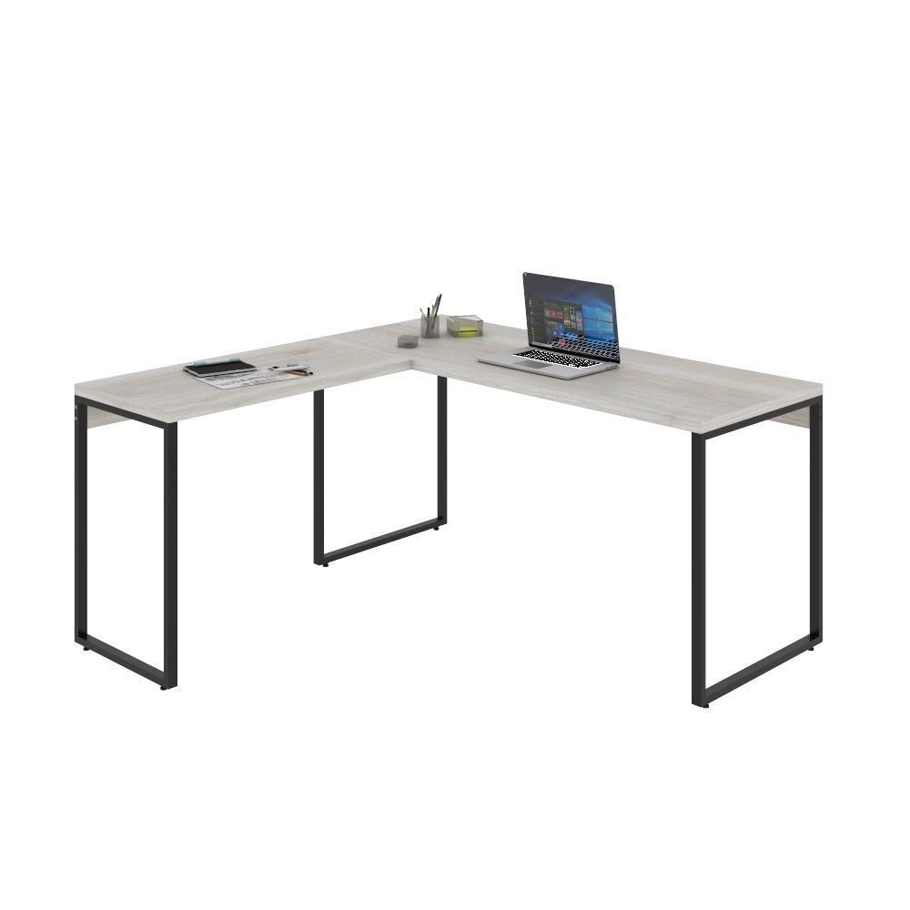 Mesa Em L Diretor 150X150X75Cm Snow/Est.Preta - 2