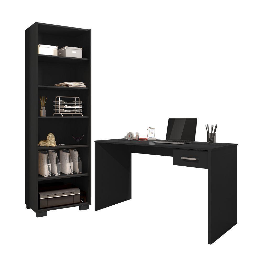 Conjunto Escrivaninha E Livreiro Eloise Preto Trama - 1