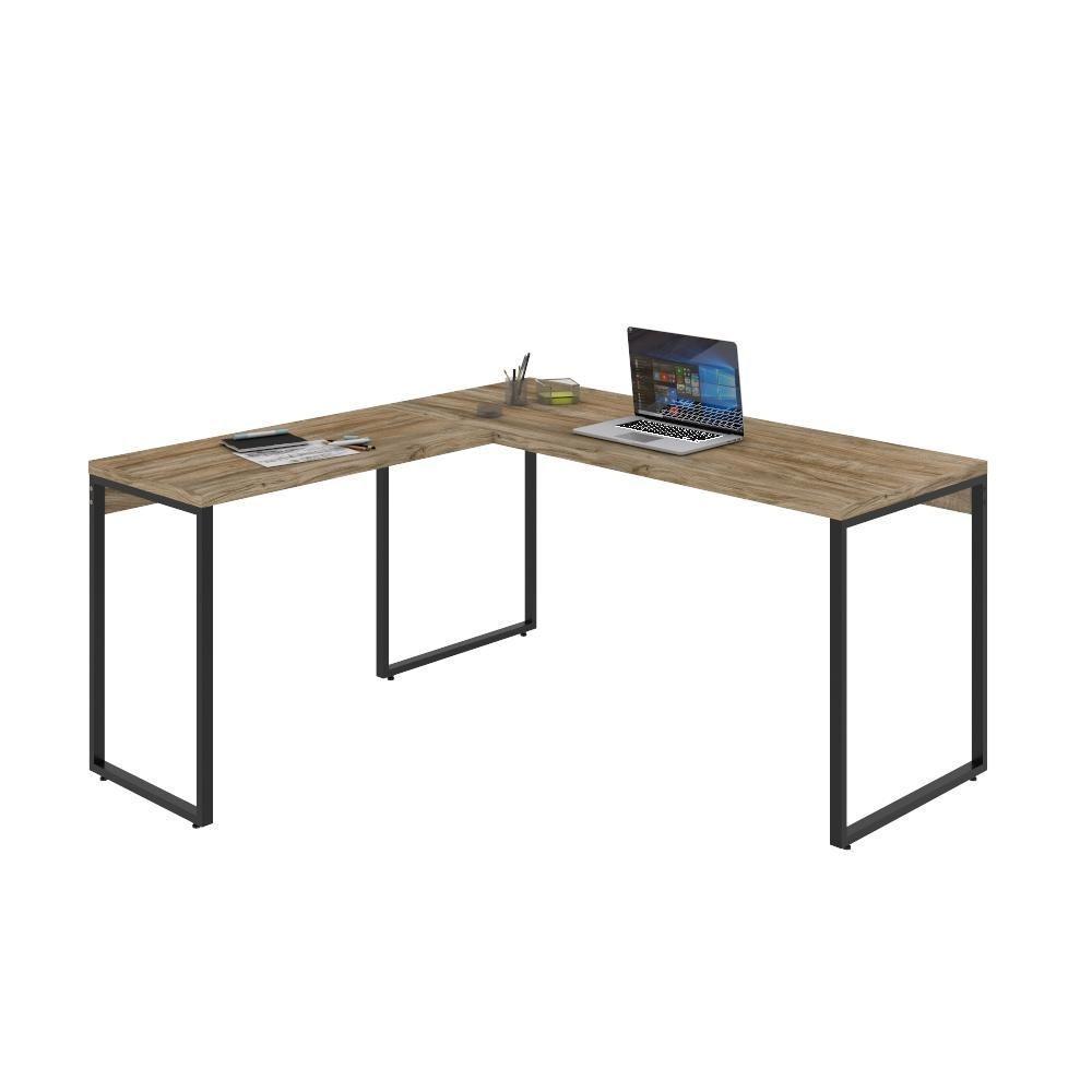 Mesa Em L Diretor 150X150X75cm Carvalho/Est.Preta - 2