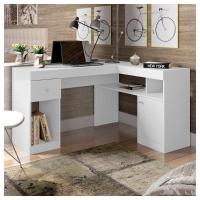 Mesa De Computador Com Porta E Gaveta Nilo Branco Fosco - 9