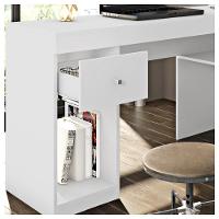 Mesa De Computador Com Porta E Gaveta Nilo Branco Fosco - 7