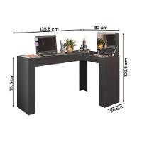 Escrivaninha De Canto Penteadeira Jade Tampo Basculante Preto Fosco Preto Fosco - 2