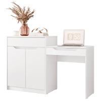 Penteadeira Escrivaninha Com Espelho 2 Portas 1 Gaveta Bent A02 Branco Fosco - Mpozenato