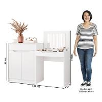 Penteadeira Escrivaninha Com Espelho 2 Portas 1 Gaveta Bent A02 Branco Fosco - Mpozenato - 5