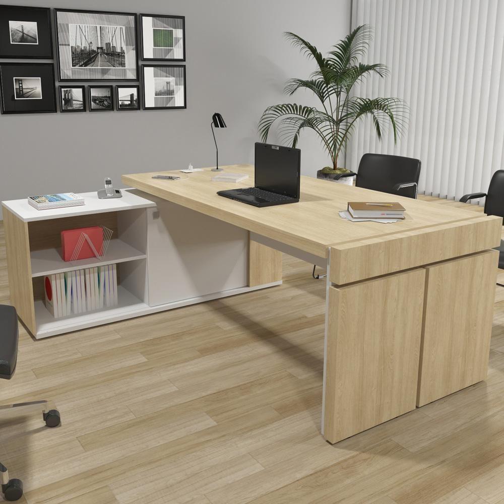 Mesa Escritório Em L Caixa Com Tomada Atria Executiva 200x183cm A02 Carvalho Branco - 3