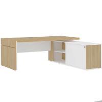 Mesa Escritório Em L Caixa Com Tomada Atria Executiva 200x183cm A02 Carvalho Branco - 1
