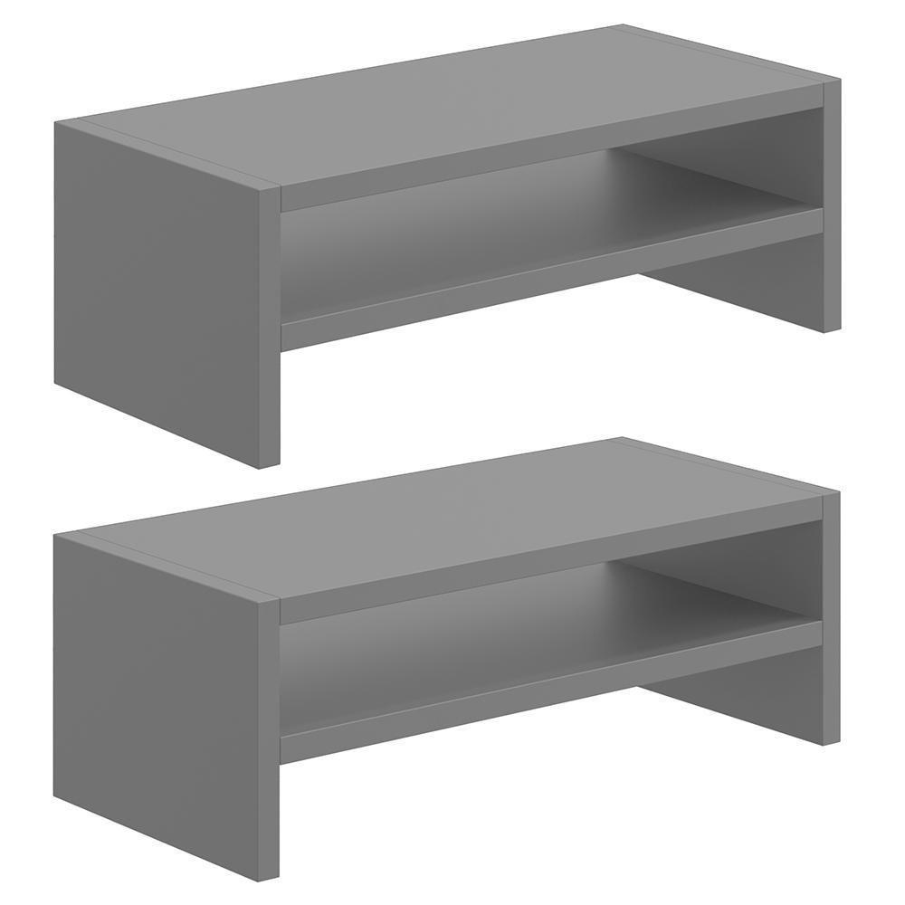 Kit 02 Suportes Stand Para Monitores Mesa Escritório Home Office Lap L03 Cinza - 1