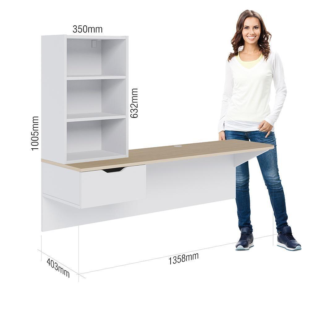 Escrivaninha Bancada Estudo Tech Moov Branco Fosco Tauari Nobre - 8