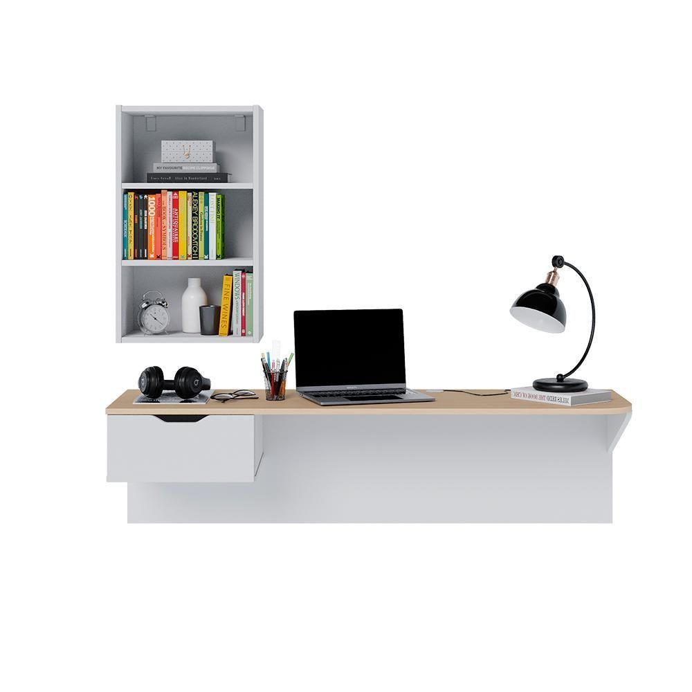 Escrivaninha Bancada Estudo Tech Moov Branco Fosco Tauari Nobre - 9