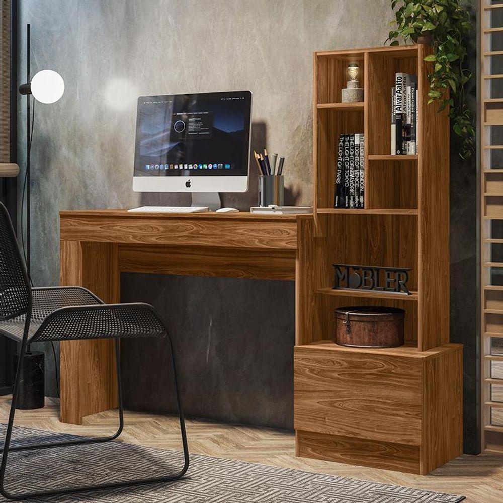 Escrivaninha Mesa De Computador Lion Com Estante E 1 Gaveta Cinamomo Mel Cinamomo Mel - 2