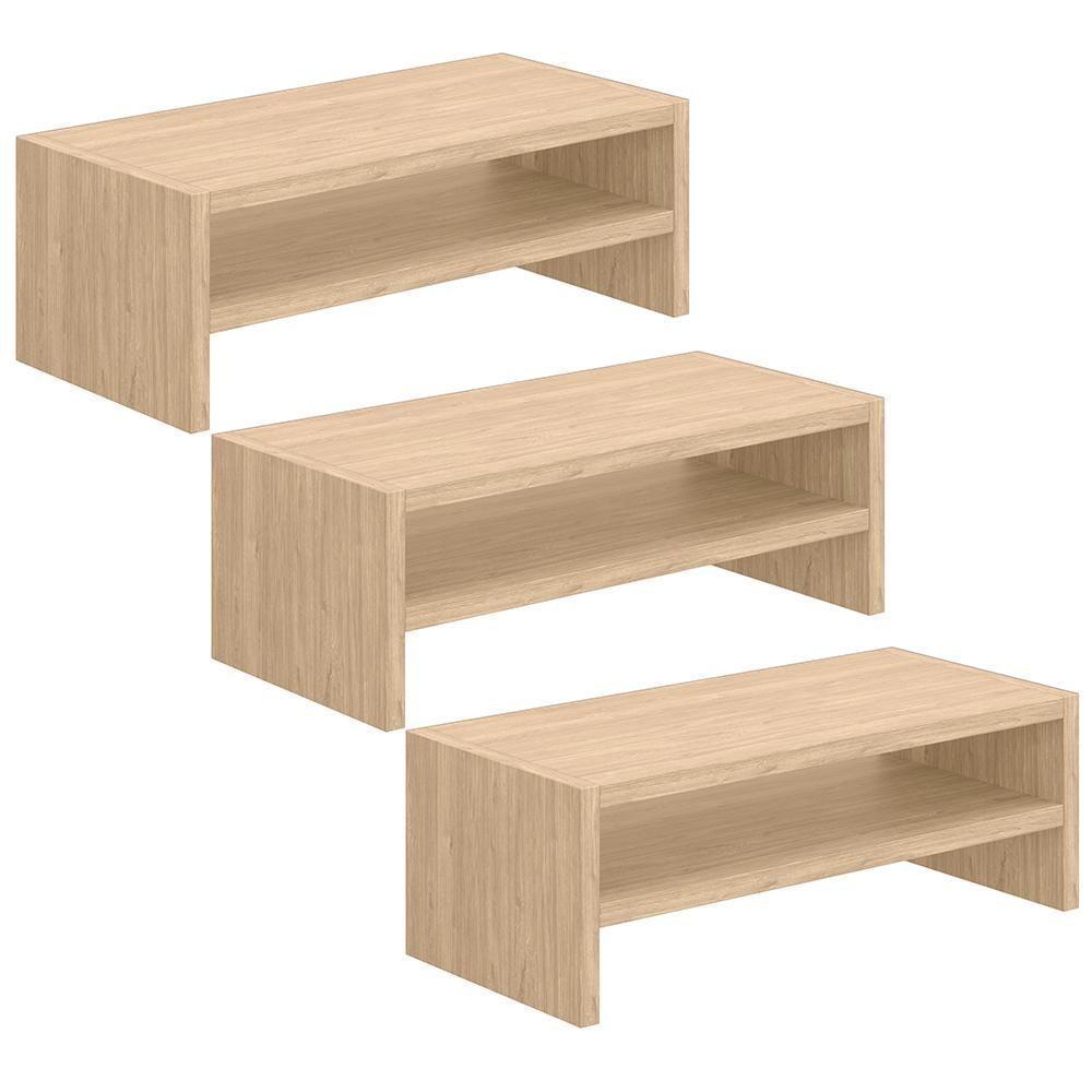 Kit 03 Suportes Stand Para Monitores Mesa Escritório Home Office Lap L03 Amadeirado - 1