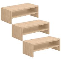 Kit 03 Suportes Stand Para Monitores Mesa Escritório Home Office Lap L03 Amadeirado - 1