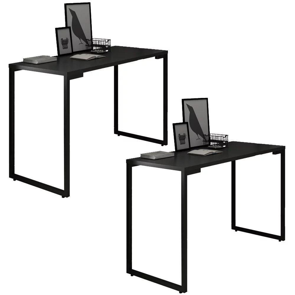 Kit 2 Mesas Para Computador Escrivaninha Porto Preto - 10