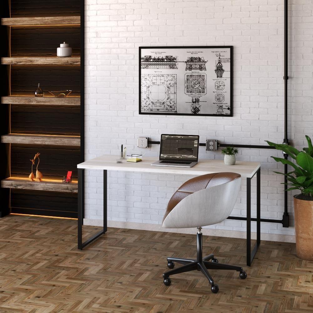 Mesa Office 150X60X75Cm Snow / Est.Preta Snow / Est.Preta - 5