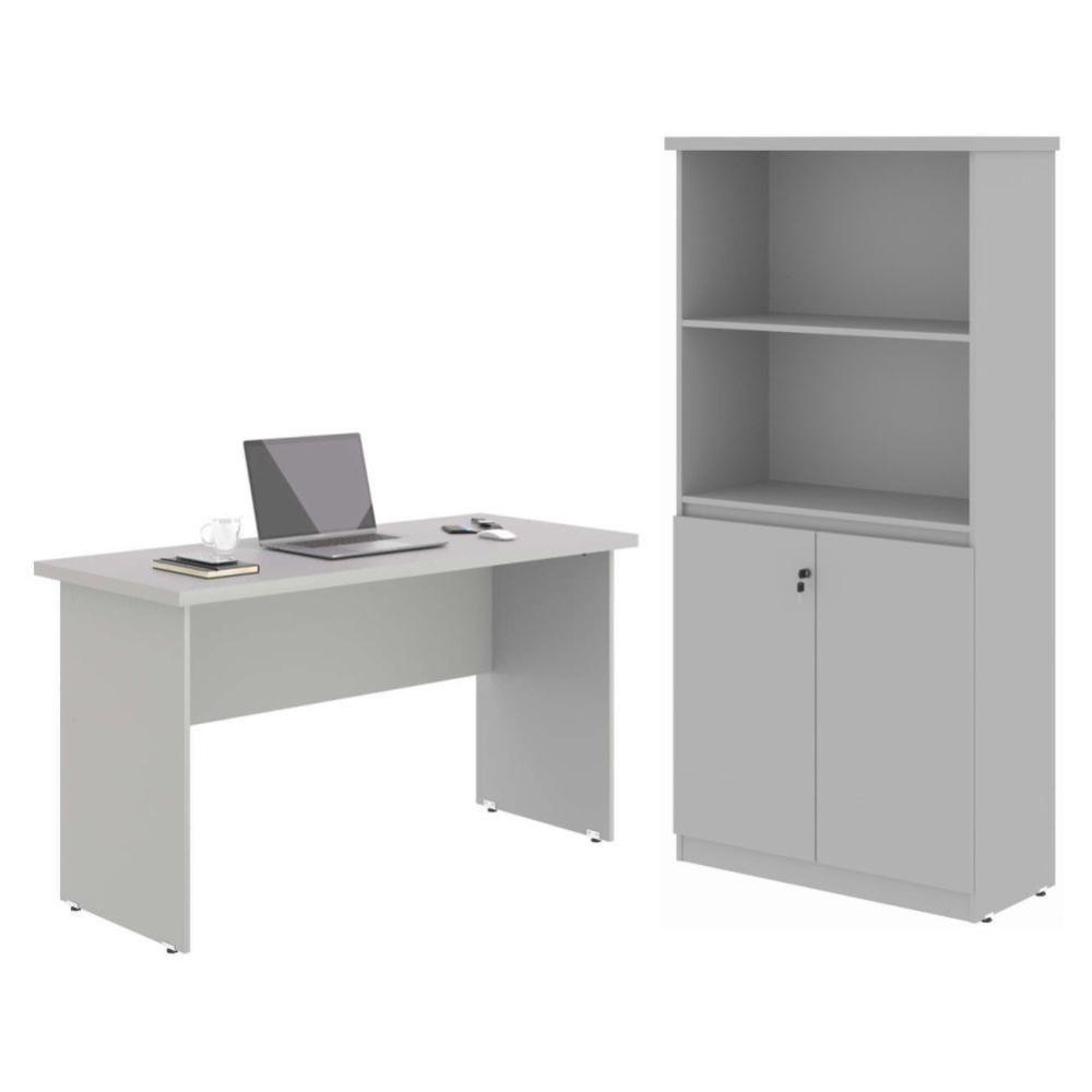 Mesa De Computador E Armario Japão Cinza - 1