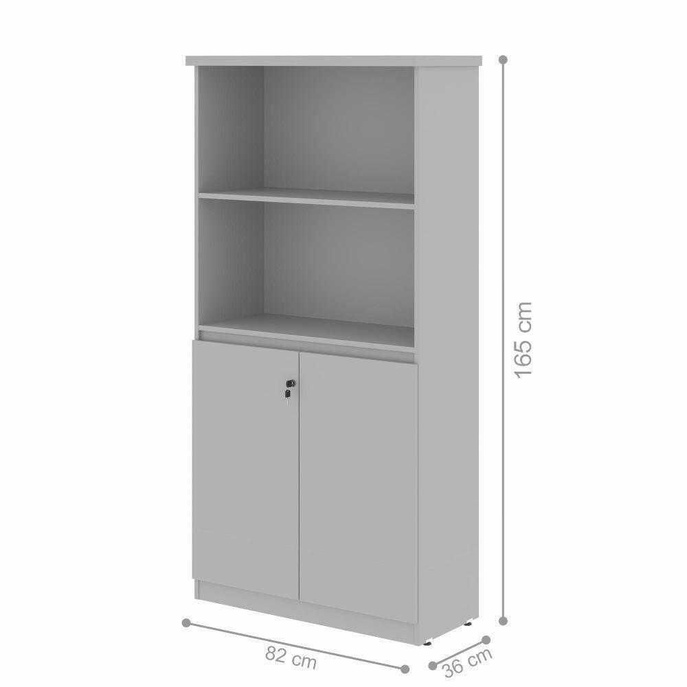 Mesa De Computador E Armario Japão Cinza - 3