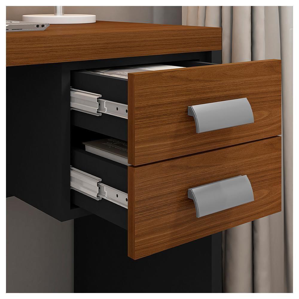 Mesa Com Gaveteiro Escritório 90 Cm Marrom Studio Caemmun - 4