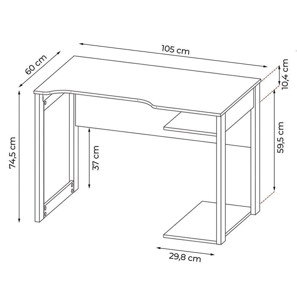 Mesa E Armário Para Escritório Cool Mdp Preto/Azul - 10