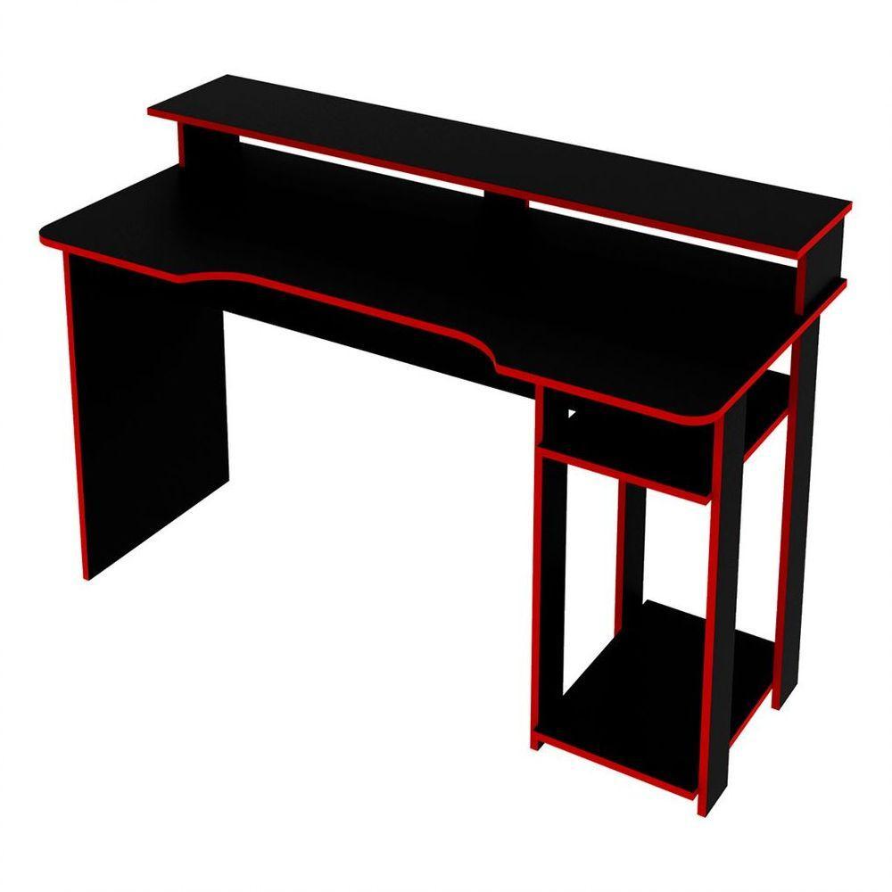 Mesa Para Computador Gamer Me4153 Preto Com Vermelho Tecno - 1