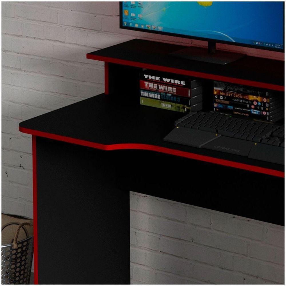 Mesa Para Computador Gamer Me4153 Preto Com Vermelho Tecno - 3