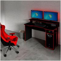Mesa Para Computador Gamer Me4153 Preto Com Vermelho Tecno - 10