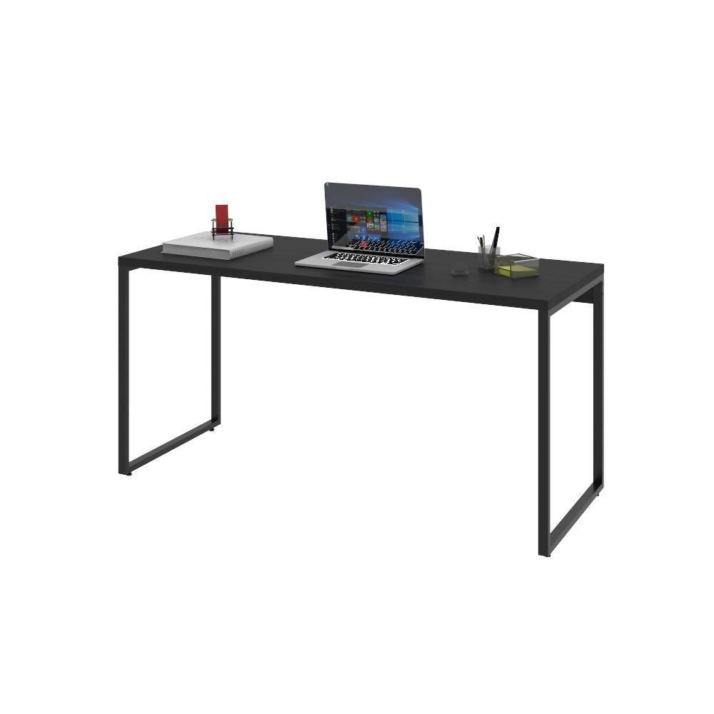 Mesa Office 150X60X75Cm Preto Ônix Estrutura Preta - 1
