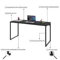 Mesa Office 150X60X75Cm Preto Ônix Estrutura Preta