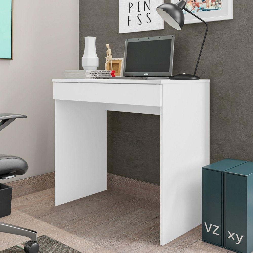Mesa Para Computador Escrivaninha 1 Gaveta Alexia Branco - 6